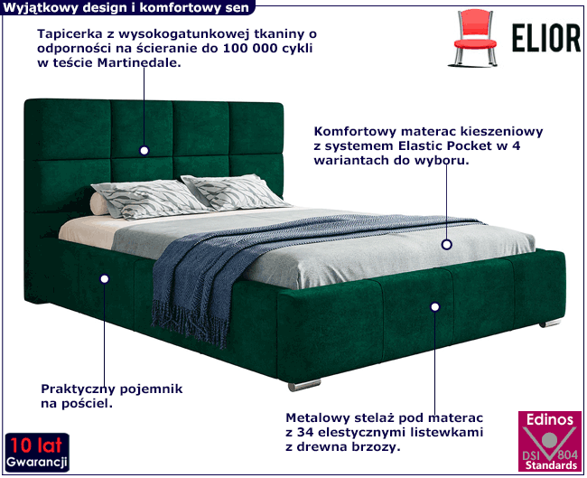 Tapicerowane łóżko z metalowym stelażem 180x200 Campino 3X