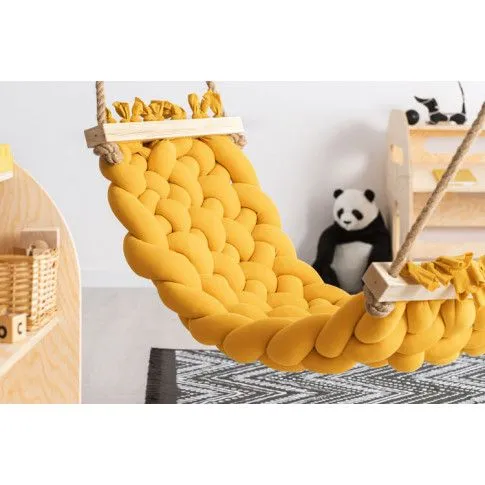 Nowoczesny pleciony hamak dziecięcy Tulis żółty
