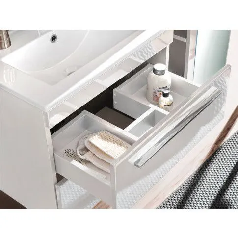 Wnętrze szafki łazienkowej pod umywalkę Malaga 4X Biały połysk