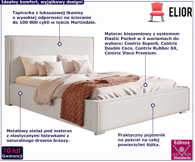 Tapicerowane łóżko z metalowym stelażem 90x200 Eger 3X