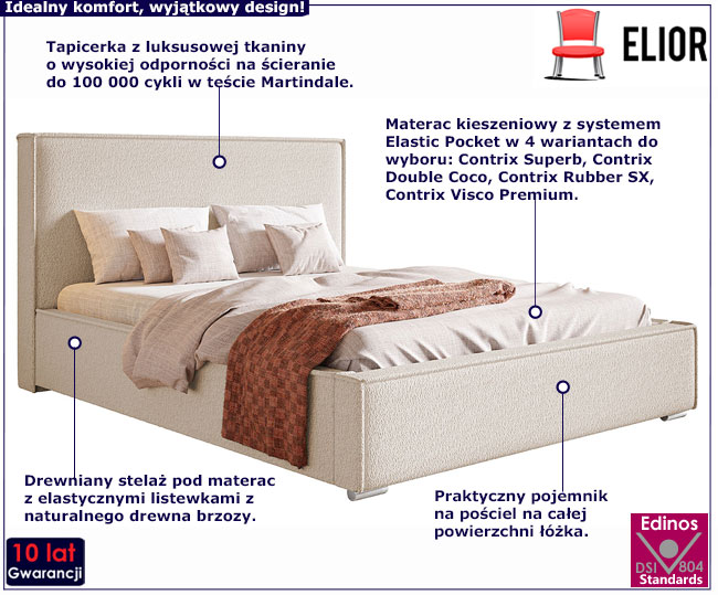 Tapicerowane łóżko z drewnianym stelażem 120x200 Mensis 2X