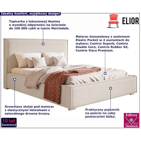 Tapicerowane łóżko z drewnianym stelażem 120x200 Eger 2X