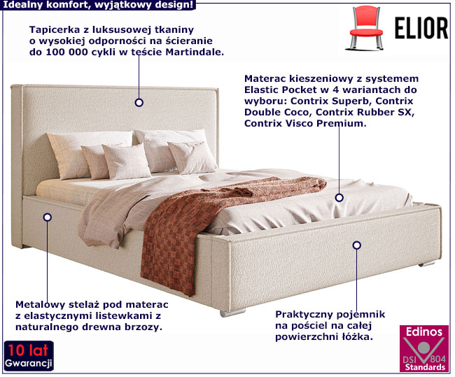 Tapicerowane łóżko z metalowym stelażem 120x200 Eger 3X
