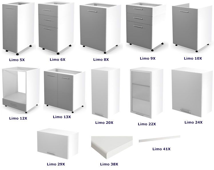 Komplet mebli kuchennych Limo w modnym popielatym kolorze