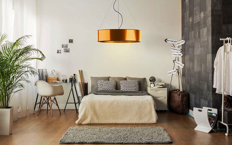 Lampa wisząca glamour EX325-Portona z miedzianym, okrągłym kloszem