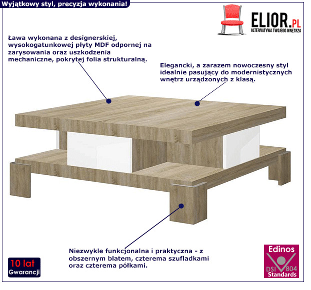 Stylowa ława Verino 2X matowa - dąb sonoma