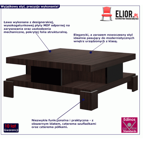 Praktyczna ława Marlo 2X brązowa z szufadami