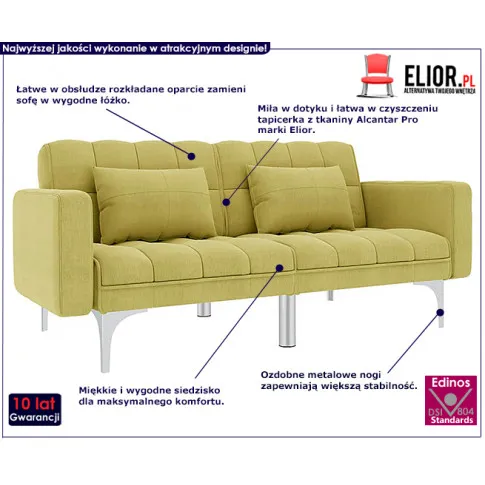 Dwuosobowa rozkładana zielona sofa Distira 2D