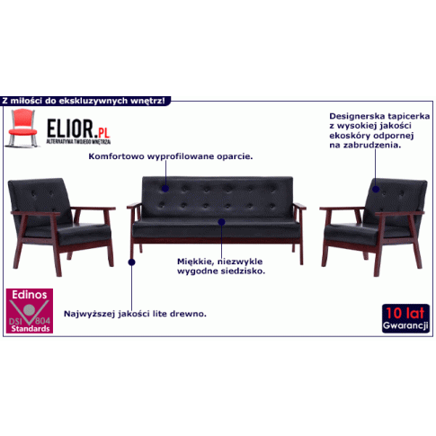 Tapicerowany zestaw wypoczynkowy z ekoskory Vita 2S