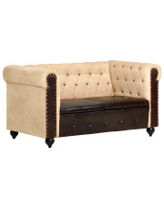 Skórzana 2-osobowa brązowa sofa w stylu Chesterfield - Clementine 2Q w sklepie Edinos.pl