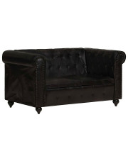 Skórzana 2-osobowa czarna sofa w stylu Chesterfield - Clementine 2Q w sklepie Edinos.pl