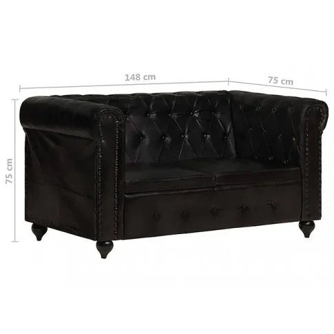 Czarna sofa w stylu Chesterfield 2-osobowa Clementine 2Q