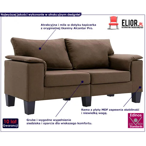 Ekskluzywna dwuosobowa brązowa sofa Ekilore 2Q