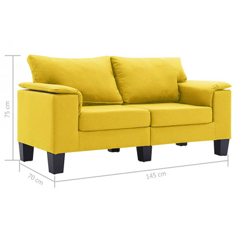 2-osobowa żółta sofa Ekilore 2Q, podłokietniki 