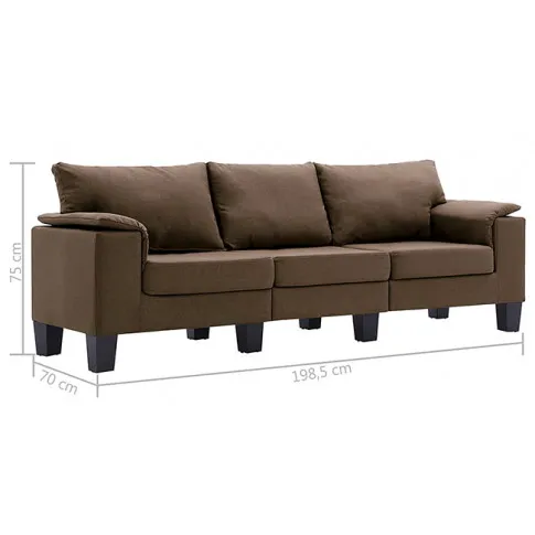 3-osobowa brązowa sofa Ekilore 3Q, podłokietniki