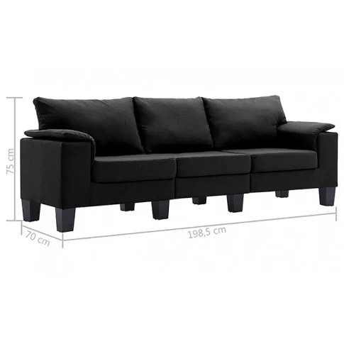 Trzyosobowa czarna sofa Ekilore 3Q