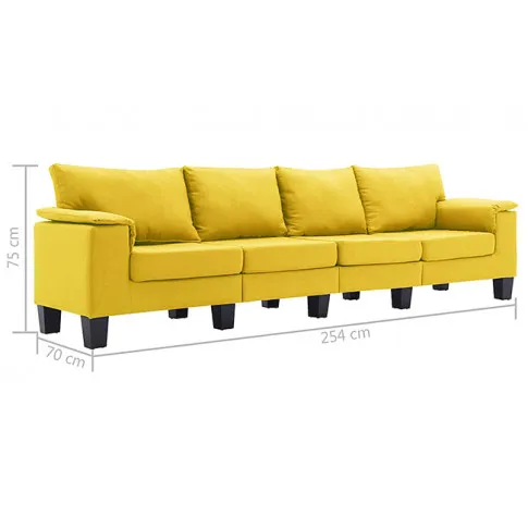Ekskluzywna 4-osobowa żółta sofa Ekilore 4Q