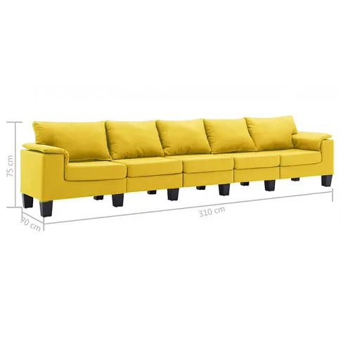 Ekskluzywna 5-osobowa żółta sofa Ekilore 5Q