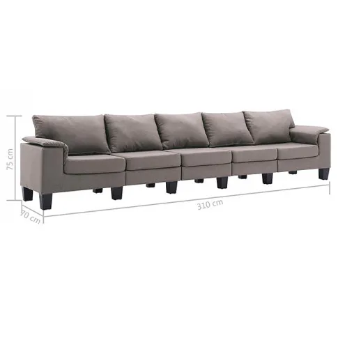 Ekskluzywna 5-osobowa taupe sofa Ekilore 5Q