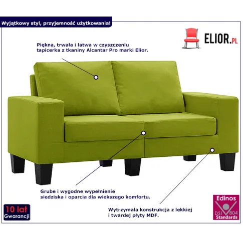 Ponadczasowa dwuosobowa sofa zielony Lurra 2Q
