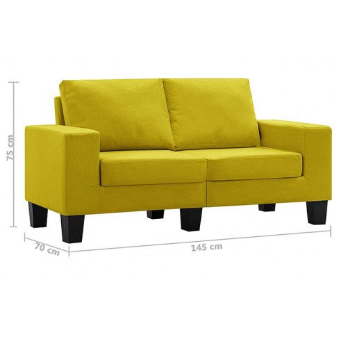 Ponadczasowa dwuosobowa sofa żółta Lurra 2Q