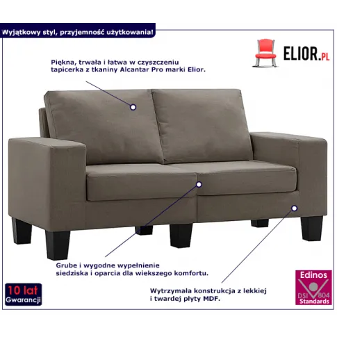 Ponadczasowa dwuosobowa sofa taupe Lurra 2Q
