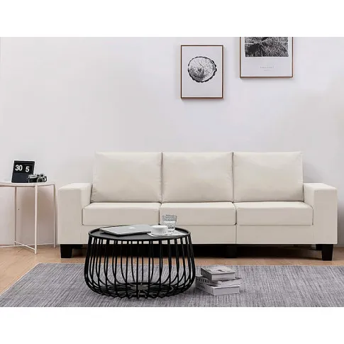 Ponadczasowa trzyosobowa sofa kremowa Lurra 3Q