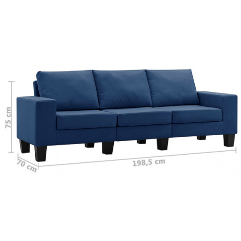 Ponadczasowa trzyosobowa sofa niebieska Lurra 3Q