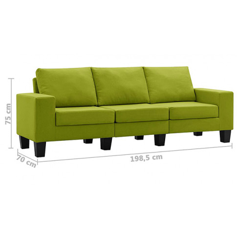 Ponadczasowa trzyosobowa sofa zielona Lurra 3Q