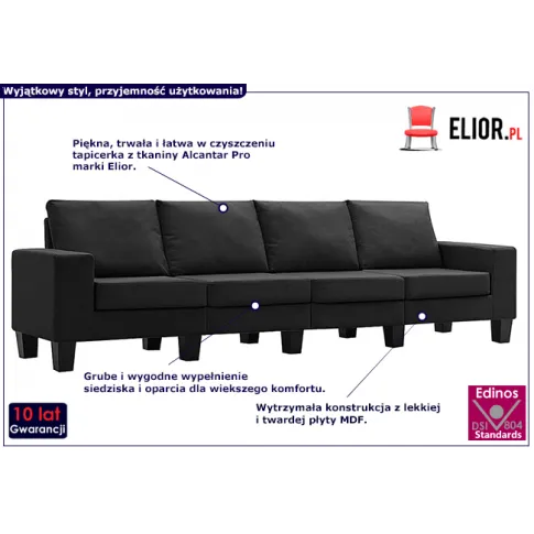 4-osobowa sofa czarna Lurra 4Q