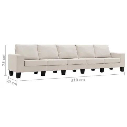 Ponadczasowa 5-osobowa sofa kremowa Lurra 5Q