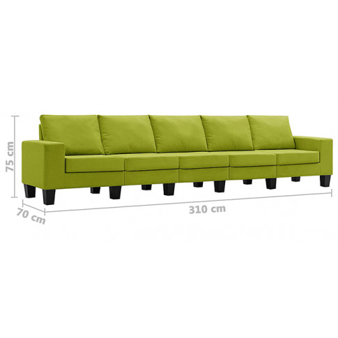 Ponadczasowa 5-osobowa sofa zielona Lurra 5Q