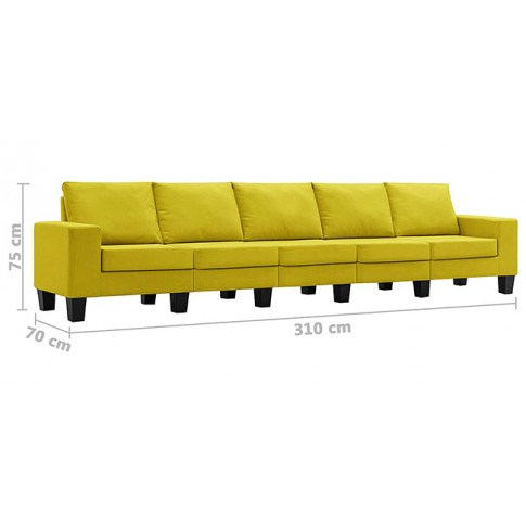 Ponadczasowa 5-osobowa sofa żółta Lurra 5Q