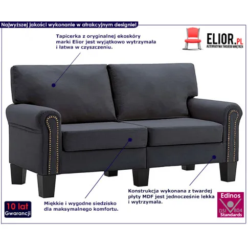 Luksusowa dwuosobowa sofa ciemnoszara Alaia 2X