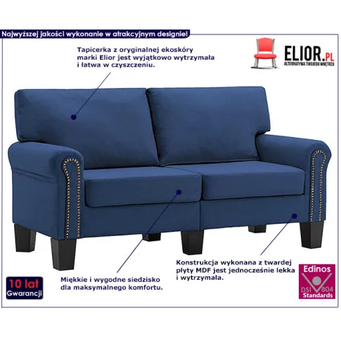 Luksusowa dwuosobowa sofa niebieska Alaia 2X