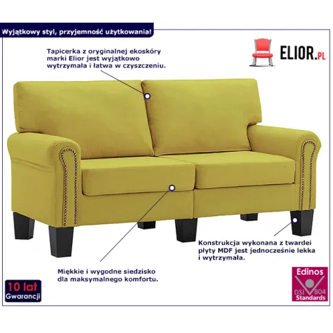 Luksusowa dwuosobowa sofa zielona Alaia 2X