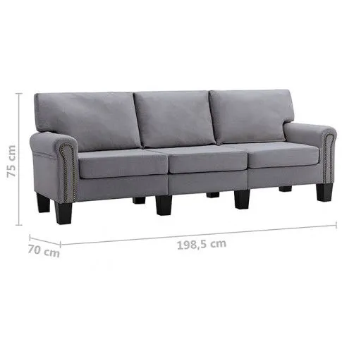 Luksusowa trzyosobowa sofa jasnoszara Alaia 3X