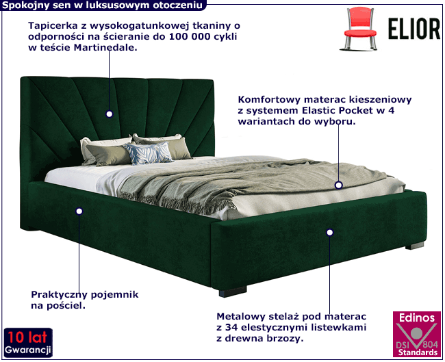 Tapicerowane łóżko z pojemnikiem i metalowym stelażem 160x200 Lenar 3X