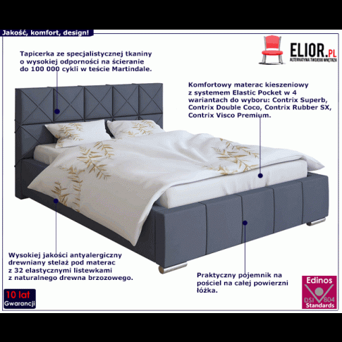 Tapicerowane łóżko z drewnianym stelażem 120x200 Lanetti 2X