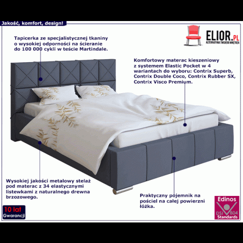 Tapicerowane łóżko z metalowym stelażem 120x200 Lanetti 3X