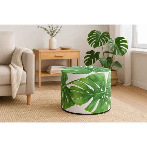 Okrągła pufa z egzotycznym motywem roślinnym 9 wzorów   Klimer 5X