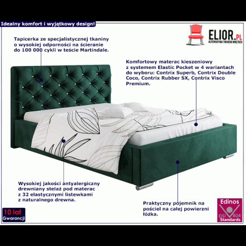 Tapicerowane łóżko z drewnianym stelażem 90x200 Loran 2X