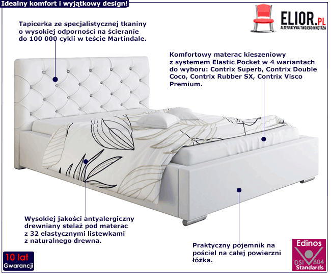 Tapicerowane łóżko z drewnianym stelażem 120x200 Eylan 2X