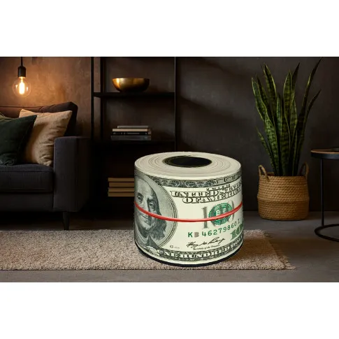 Okrągła tapicerowana pufa z nadrukiem 18 wzorów   Klimer 8X