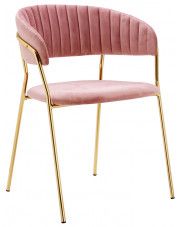 Różowe krzesło tapicerowane na złotych nóżkach - Piano 2X w sklepie Edinos.pl