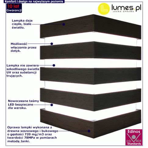 Drewniana lampka nocna EX378-Selax z funkcją dotykową