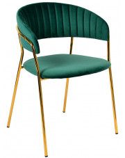 Ciemnozielone tapicerowane krzesło w stylu glamour- Piano 2X w sklepie Edinos.pl