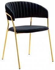 Czarne tapicerowane krzesło pikowane w stylu glamour - Piano 2X w sklepie Edinos.pl
