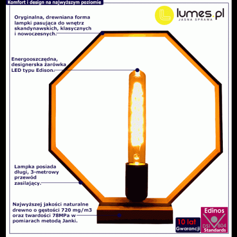 Skandynawska lampka stołowa w kształcie ośmiokąta EX379-Derpal