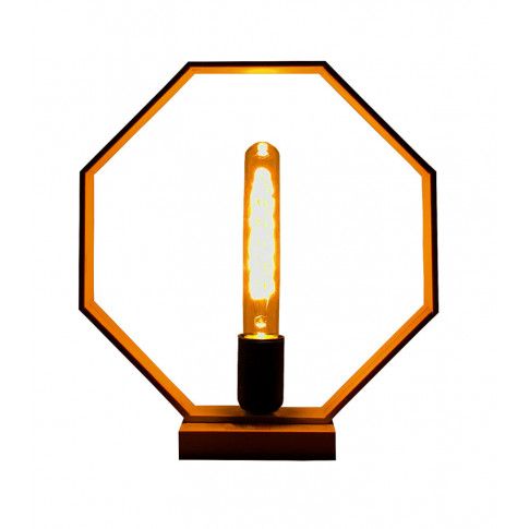 Drewniana lampka stołowa EX379-Derpal z żarówką typu Edison